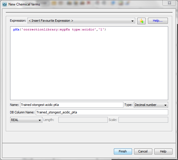 New Chemical Terms window in Instant JChem