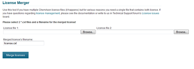 The license merging page